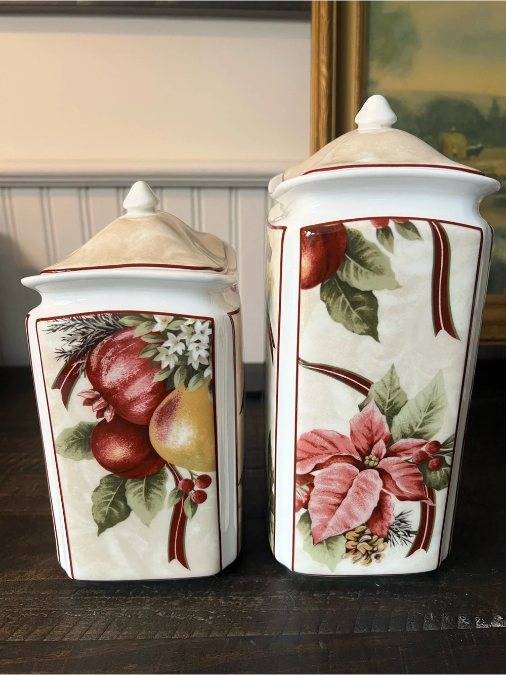 222 Fifth Yuletide Celebration Canister Set. 2 pc